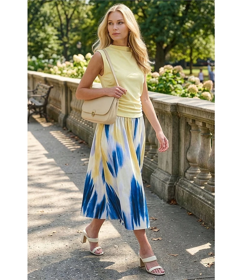 DKNY by Donna Karan Printed Poplin Pull-On Midi Skirt