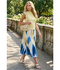 DKNY by Donna Karan Printed Poplin Pull-On Midi Skirt