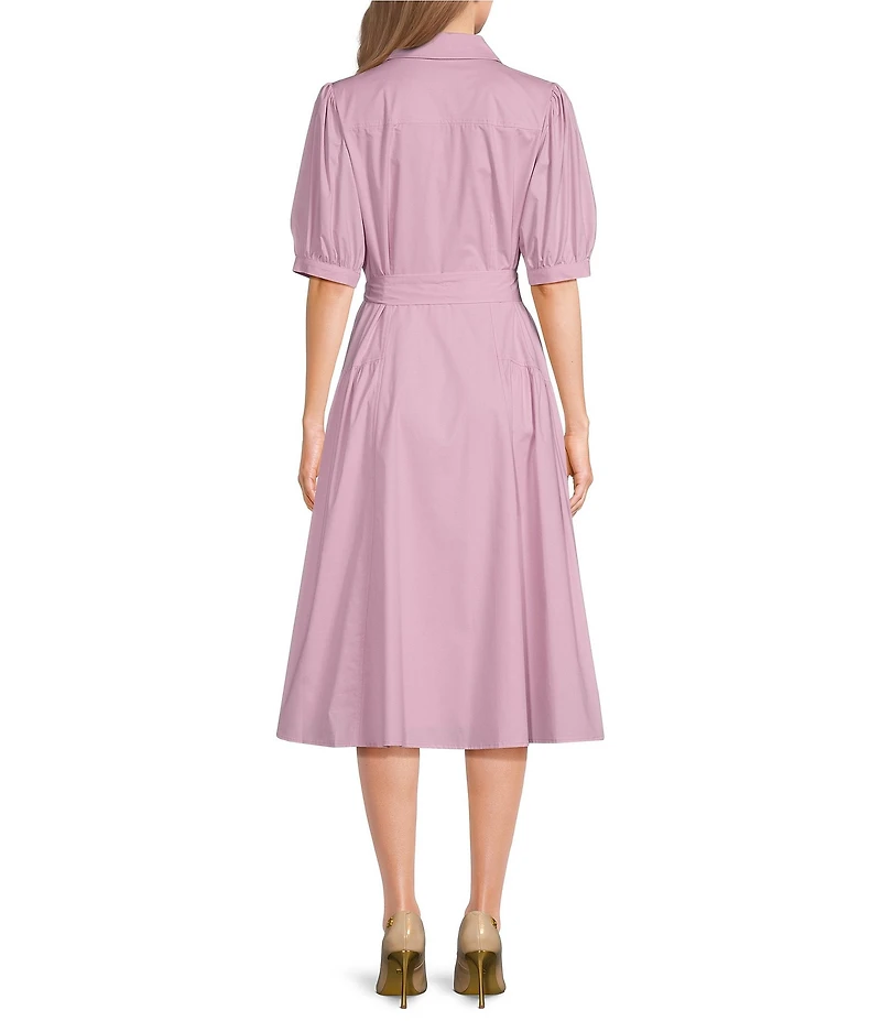 DKNY by Donna Karan Puff Short Sleeve Midi Shirt Dress