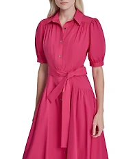 DKNY by Donna Karan Puff Short Sleeve Midi Shirt Dress