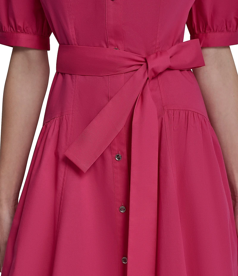 DKNY by Donna Karan Puff Short Sleeve Midi Shirt Dress