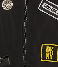 DKNY by Donna Karan Round Logo Patched Bomber Jacket