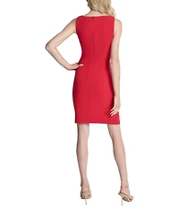 DKNY by Donna Karan Salon Stretch Straight Neck Sleeveless Ruched Sheath Dress