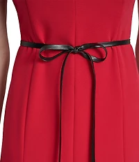 DKNY by Donna Karan Salon Stretch V-Neck Sleeveless Belted Fit And Flare Midi Dress