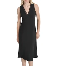 DKNY by Donna Karan Salon Stretch V-Neck Sleeveless Fit And Flare Midi Dress