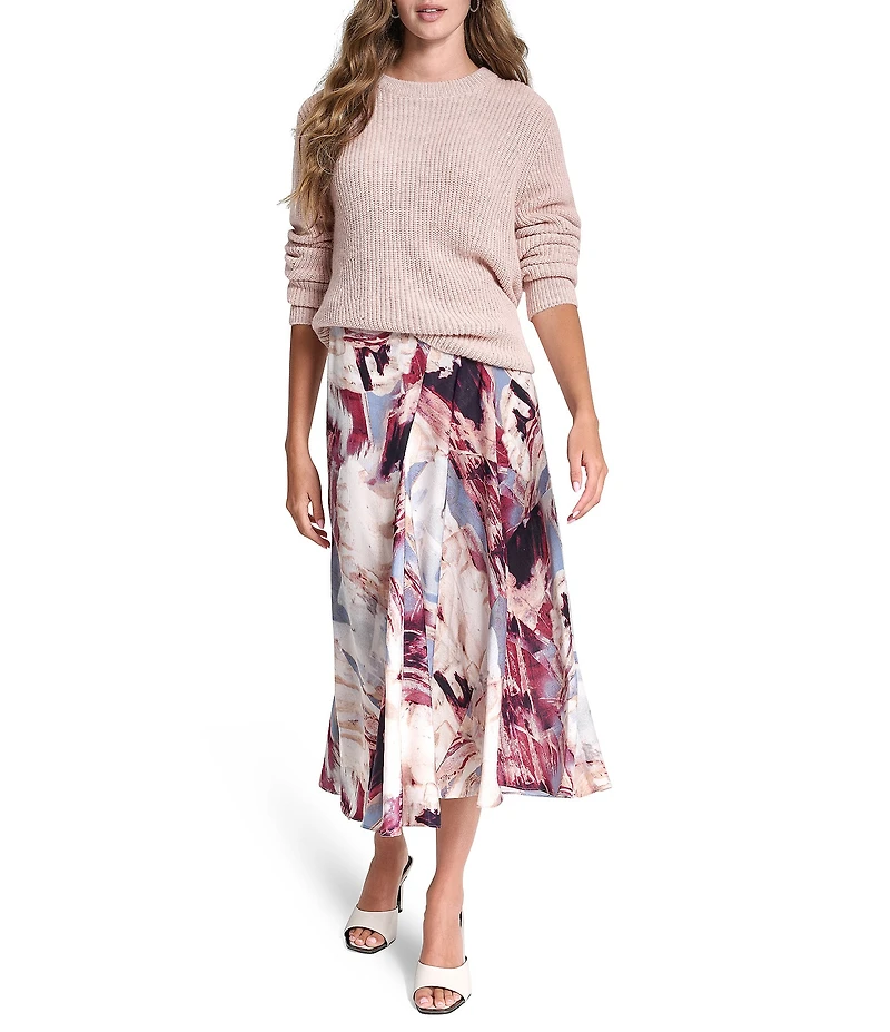 DKNY by Donna Karan Satin Bias Cut A-line Midi Skirt