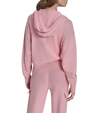 DKNY By Donna Karan Satin Pocket Full-Zip Hooded Jacket