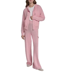 DKNY By Donna Karan Satin Pocket Full-Zip Hooded Jacket