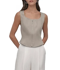 DKNY by Donna Karan Scoop Neck Sleeveless Zip Front Corset Top