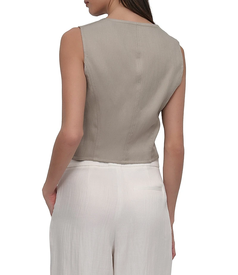 DKNY by Donna Karan Scoop Neck Sleeveless Zip Front Corset Top