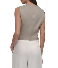 DKNY by Donna Karan Scoop Neck Sleeveless Zip Front Corset Top