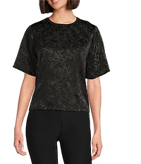 DKNY By Donna Karan Scribble Logo Scoop Neck Short Sleeve Top