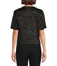 DKNY By Donna Karan Scribble Logo Scoop Neck Short Sleeve Top