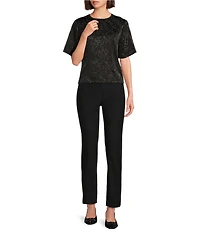 DKNY By Donna Karan Scribble Logo Scoop Neck Short Sleeve Top