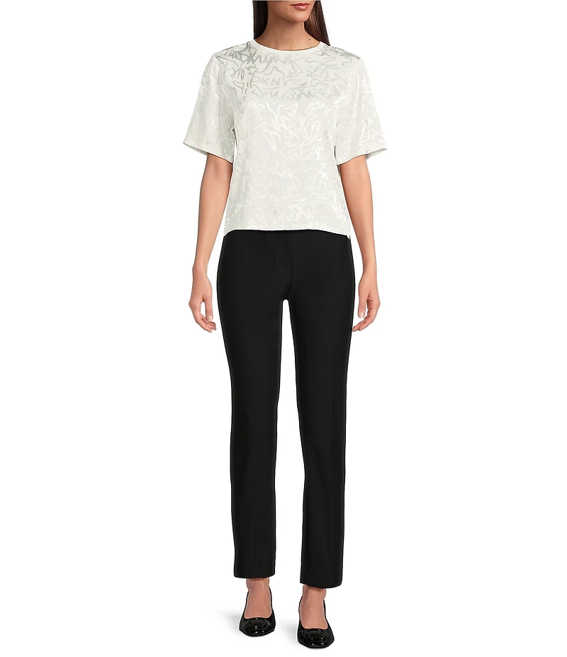 DKNY By Donna Karan Scribble Logo Scoop Neck Short Sleeve Top
