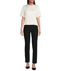 DKNY By Donna Karan Scribble Logo Scoop Neck Short Sleeve Top