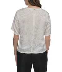 DKNY By Donna Karan Scribble Logo Scoop Neck Short Sleeve Top