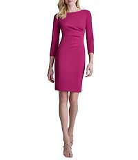 DKNY By Donna Karan Scuba Crepe 3/4 Sleeve Ruched Bodice Sheath Dress