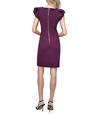DKNY by Donna Karan Scuba Crepe Bubble Sleeve Sheath Dress