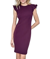 DKNY by Donna Karan Scuba Crepe Bubble Sleeve Sheath Dress