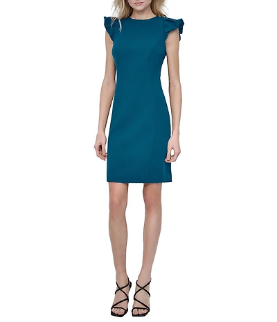 DKNY by Donna Karan Scuba Crepe Bubble Sleeve Sheath Dress