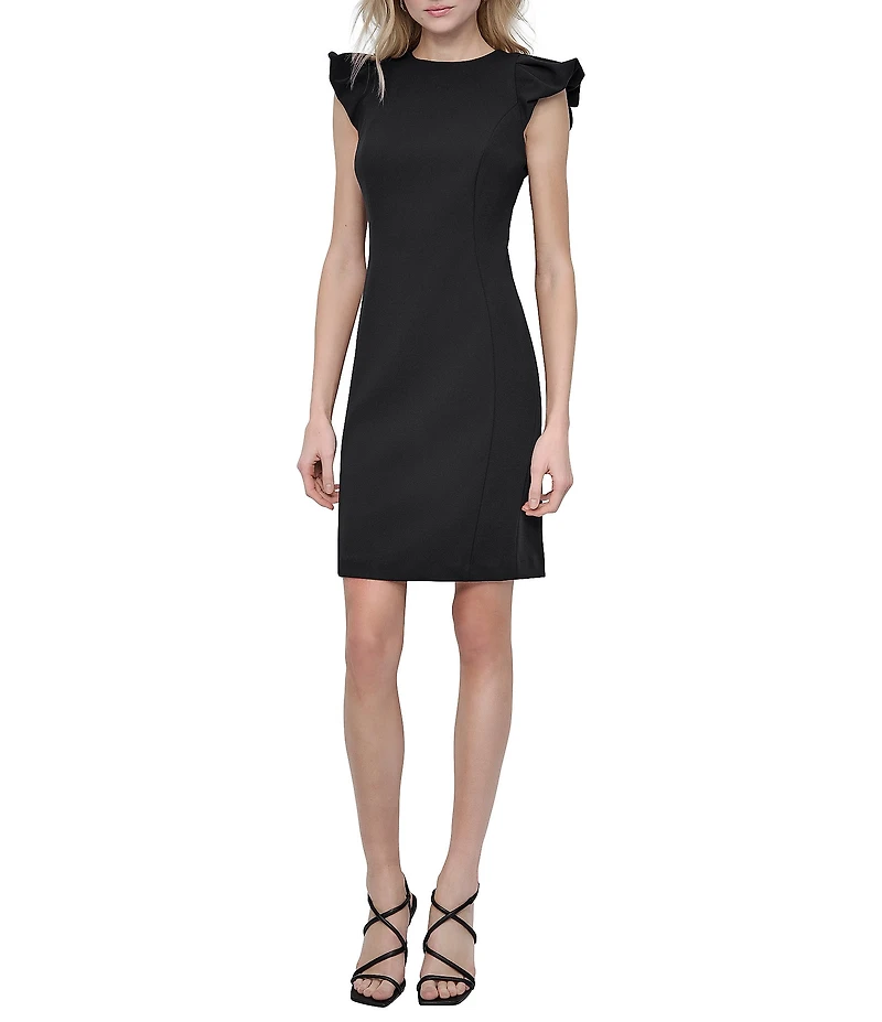 DKNY by Donna Karan Scuba Crepe Bubble Sleeve Sheath Dress