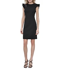 DKNY by Donna Karan Scuba Crepe Bubble Sleeve Sheath Dress
