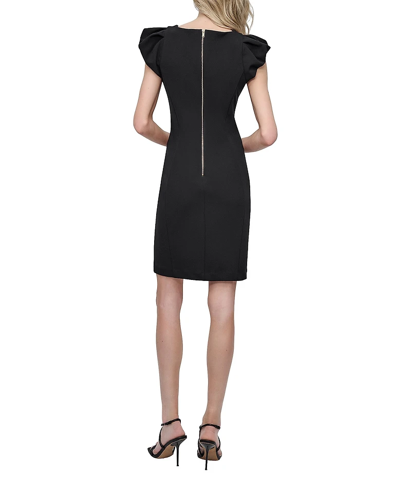 DKNY by Donna Karan Scuba Crepe Bubble Sleeve Sheath Dress