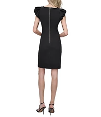 DKNY by Donna Karan Scuba Crepe Bubble Sleeve Sheath Dress