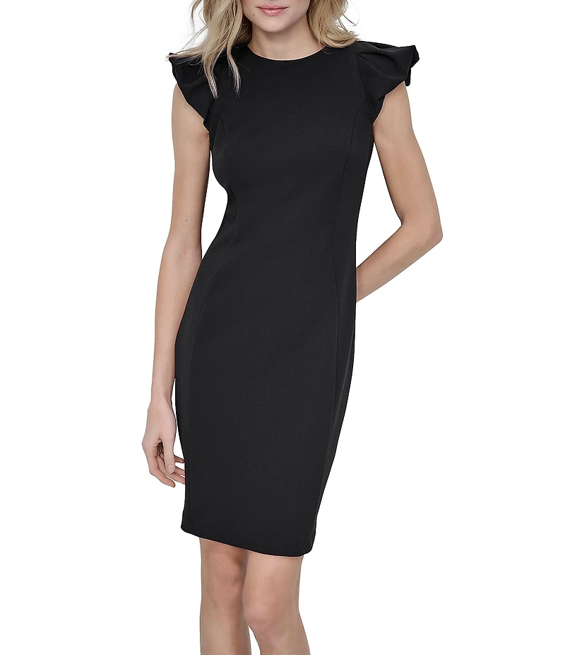 DKNY by Donna Karan Scuba Crepe Bubble Sleeve Sheath Dress