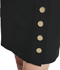 DKNY by Donna Karan Scuba Crepe Crew Neck Short Sleeve Faux Button Skirt Sheath Dress