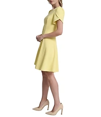 DKNY by Donna Karan Scuba Crepe Crew Neck Short Sleeve Fit & Flare Short Dress
