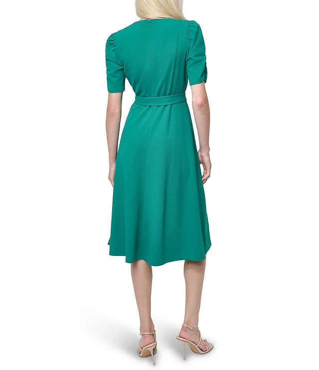 Donna Karan DKNY by Donna Karan Scuba Suede Belted Sleeveless Midi Dress | Liberty Center Donna Karan DKNY by Donna Karan Scuba Suede Belted Sleeveless Midi Dress | Liberty Center