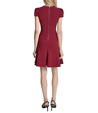 DKNY by Donna Karan Scuba Crepe Short Sleeve Fit And Flare Dress