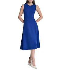 DKNY By Donna Karan Scuba Crepe Sleeveless Fit And Flare Midi Dress