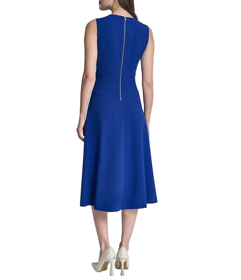 DKNY By Donna Karan Scuba Crepe Sleeveless Fit And Flare Midi Dress
