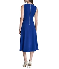 DKNY By Donna Karan Scuba Crepe Sleeveless Fit And Flare Midi Dress