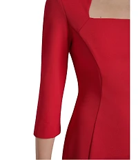 DKNY by Donna Karan Scuba Crepe Square Neck 3/4 Sleeve Sheath Dress