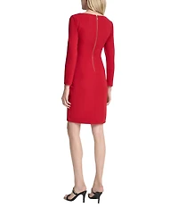 DKNY By Donna Karan Scuba Crepe V-Neck Long Sleeve Faux Wrap Dress