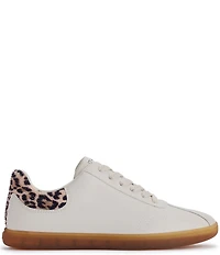 DKNY by Donna Karan Seacliff Leather Leopard Sequin Accent Lace Up Sneakers