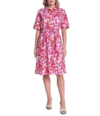 DKNY by Donna Karan Short Sleeve Belted Shirt Dress