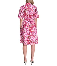 DKNY by Donna Karan Short Sleeve Belted Shirt Dress