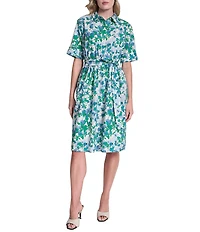 DKNY by Donna Karan Short Sleeve Belted Shirt Dress