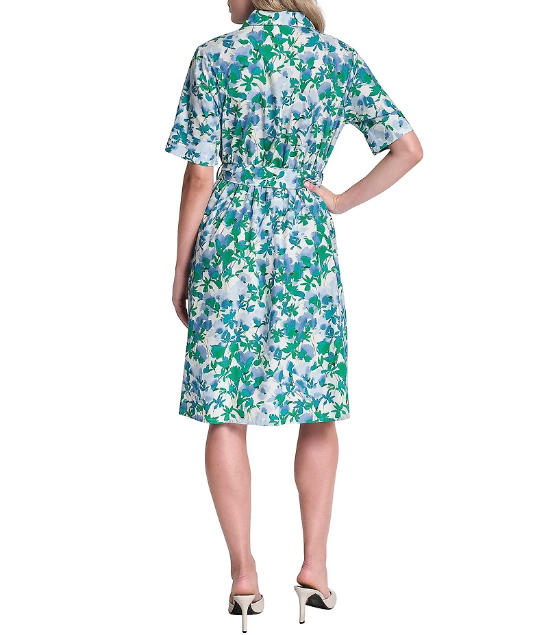 DKNY by Donna Karan Short Sleeve Belted Shirt Dress