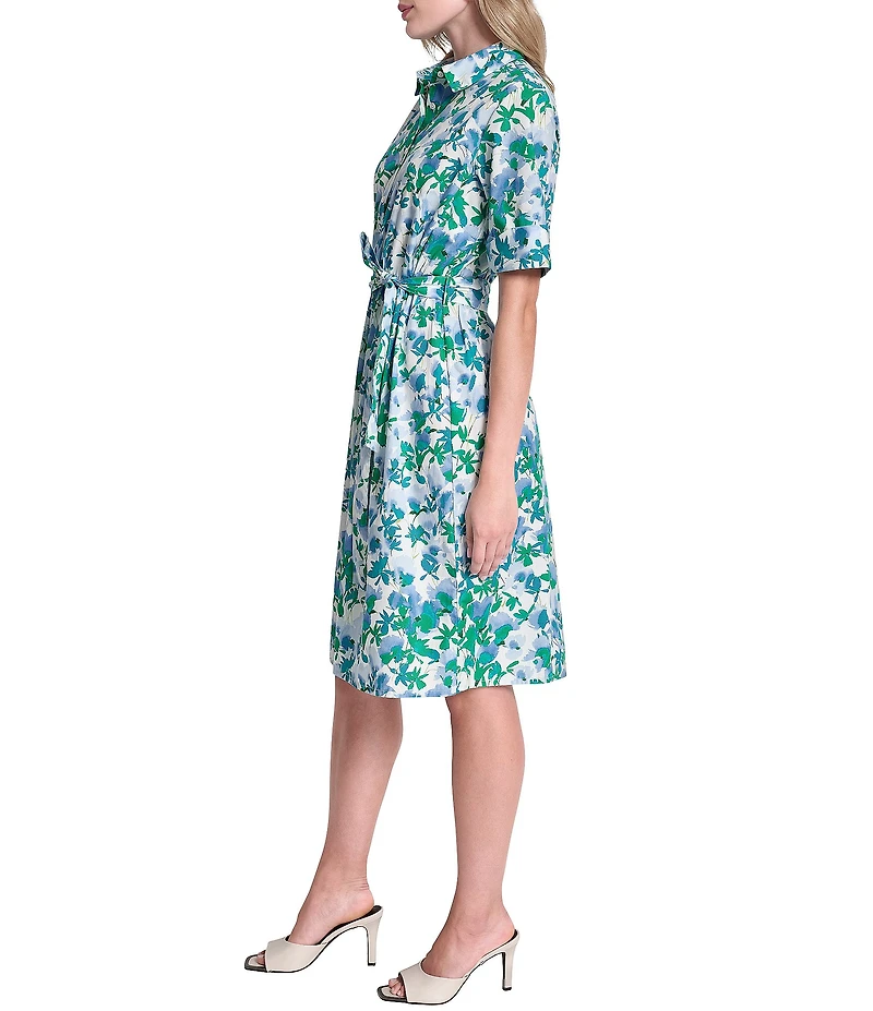 DKNY by Donna Karan Short Sleeve Belted Shirt Dress