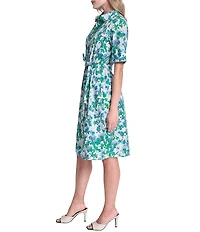 DKNY by Donna Karan Short Sleeve Belted Shirt Dress