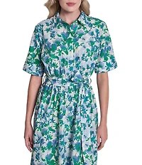 DKNY by Donna Karan Short Sleeve Belted Shirt Dress