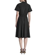 DKNY By Donna Karan Short Sleeve Collared Neck Knee Length Dress