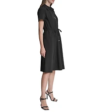 DKNY By Donna Karan Short Sleeve Collared Neck Knee Length Dress