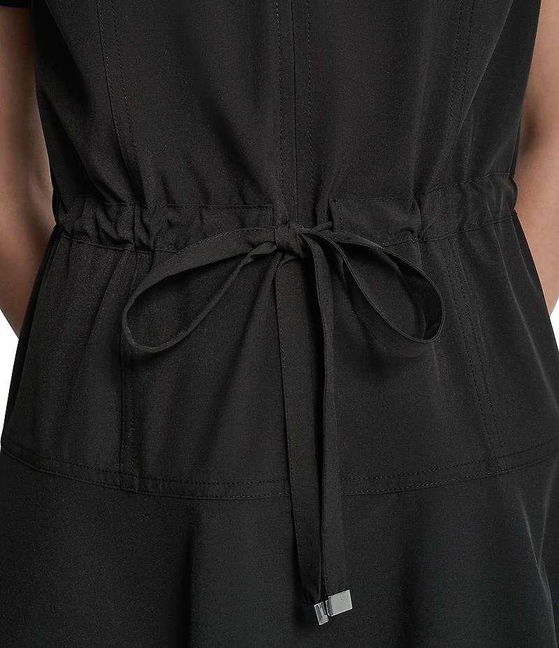 DKNY By Donna Karan Short Sleeve Collared Neck Knee Length Dress
